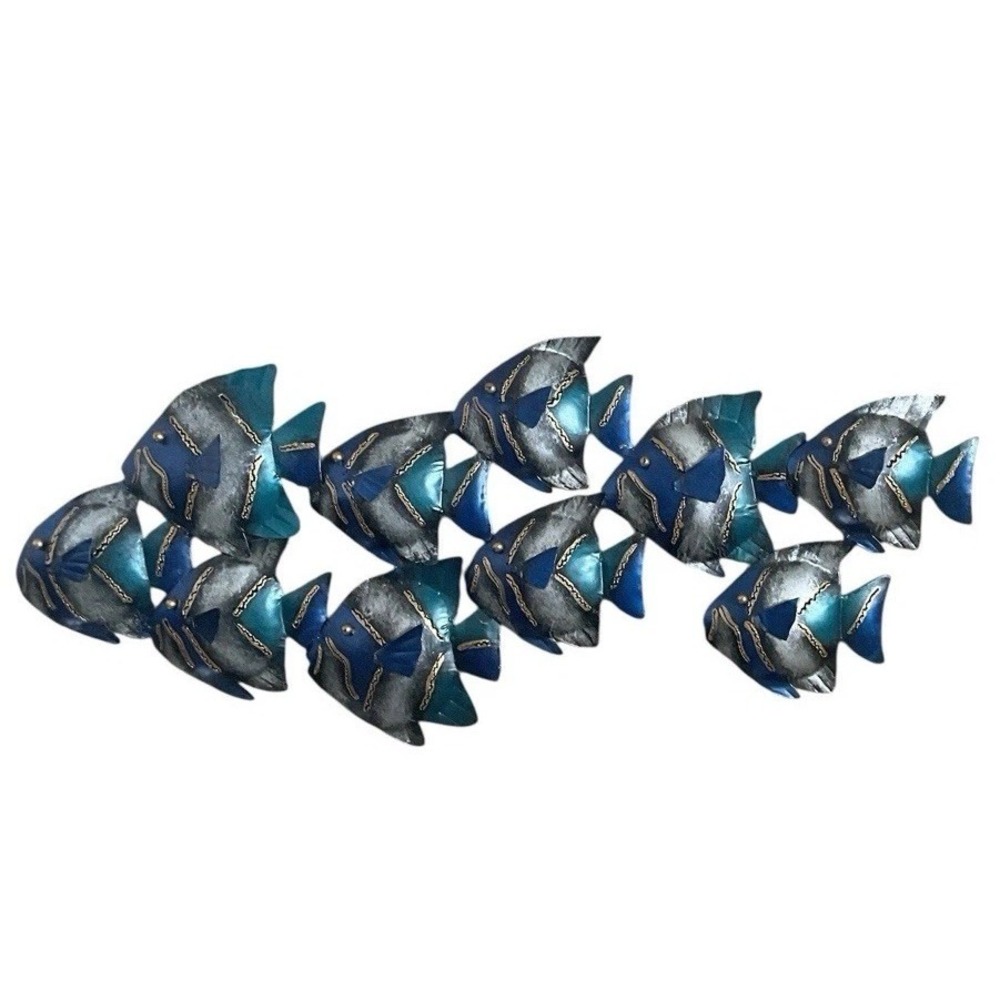 School Of Blue‎ Silver Metal Wall Art  Suitable for Indoor and Outdoor Use 26.5"